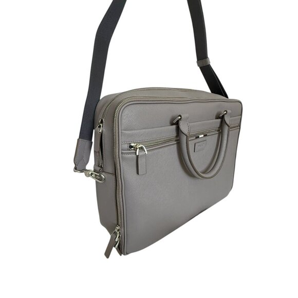 Bally Plinye Grey Saffiano Leather Palladio hardware computer briefcase 6306297 - Picture 4 of 15